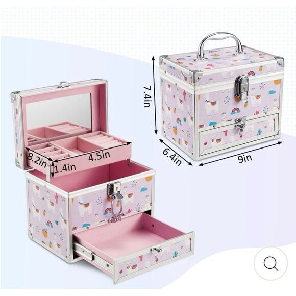 NEW RAINBOW ALPACA PATTERN JEWELRY MAKEUP CASE 82Z GIRLS - Picture 13 of 13